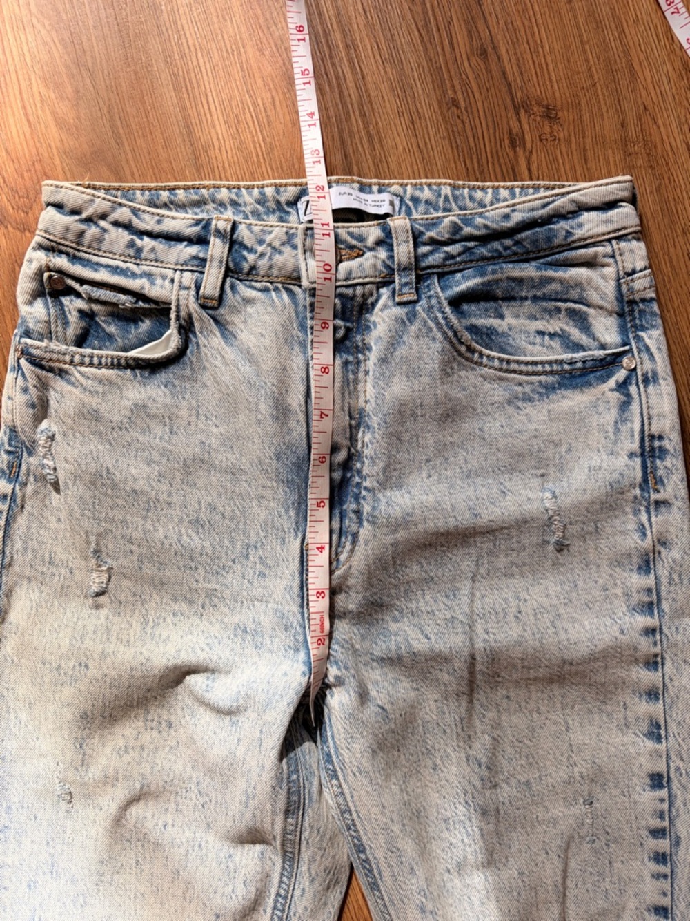Zara Acid Washed Distressed Jeans 4 Long - Picture 7 of 10